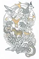 sleeve tattoo featuring various animals tattoo design idea