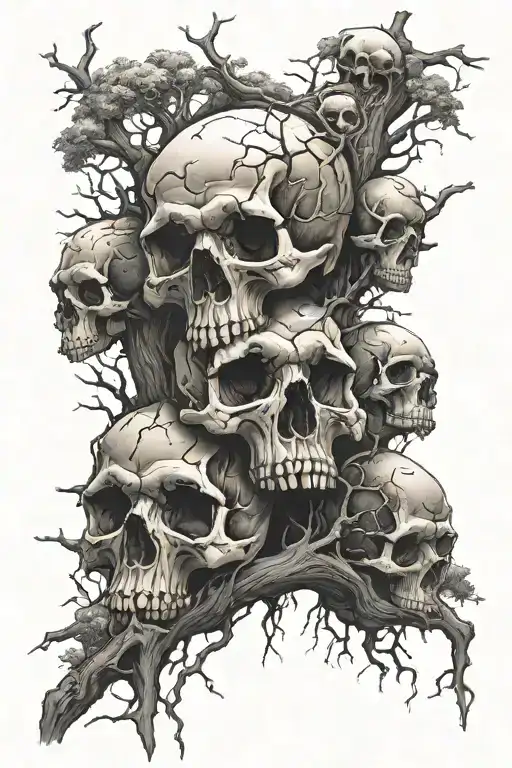Dead Forest With Skulls Cartoon " Tattoo Design Full ARM tattoo design idea