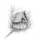 broken window nature taking over tattoo design idea