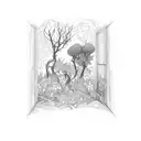 broken window nature taking over tattoo design idea