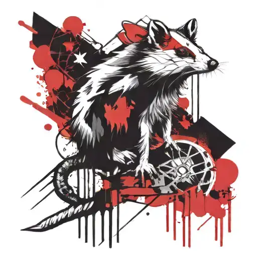 gothic opossum tattoo design idea