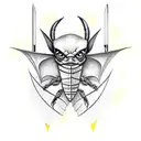a bat and a scorpion with a crossed sword with the phrase Audaces Fortuna Juvat tattoo design idea