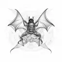 a bat and a scorpion with a crossed sword with the phrase Audaces Fortuna Juvat tattoo design idea