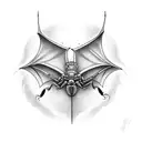 a bat and a scorpion with a crossed sword with the phrase Audaces Fortuna Juvat tattoo design idea