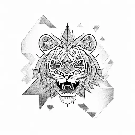 A fierce lion and tiger roaring together in unity tattoo design idea