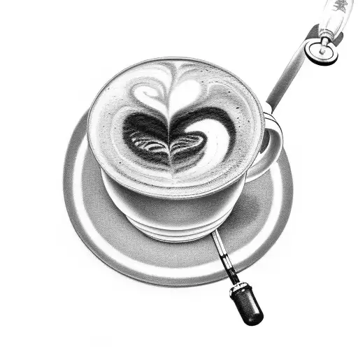 A latte cup with a stethoscope wrapped around it, symbolizing the nurse's occupation tattoo design idea