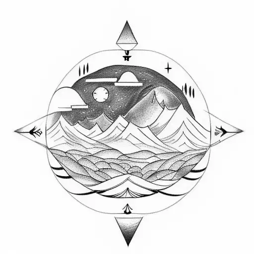A tattoo design that combines mountains, trees, and nature to represent unity, family, and love. Incorporate the horoscope symbols for Libra and Scorpio. tattoo design idea