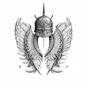 armour with wings underneath tattoo design idea