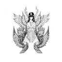 armour with wings underneath tattoo design idea