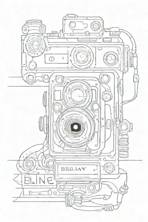 a camera above the number 28, a film strip below the number with the quote: "believe, don't complain, don't explain, jus tattoo design idea