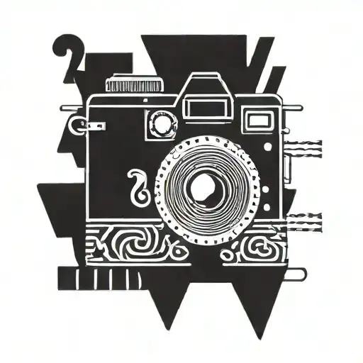 a camera above the number 28, a film strip below the number with the quote: "believe, don't complain, don't explain, jus tattoo design idea