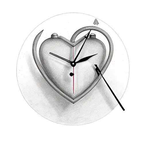 heart clock roaman numerals  2:18 dangling an anchor  tattoo design idea