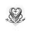 heart clock roaman numerals  2:18 dangling an anchor  tattoo design idea