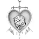 heart clock roaman numerals  2:18 dangling an anchor  tattoo design idea