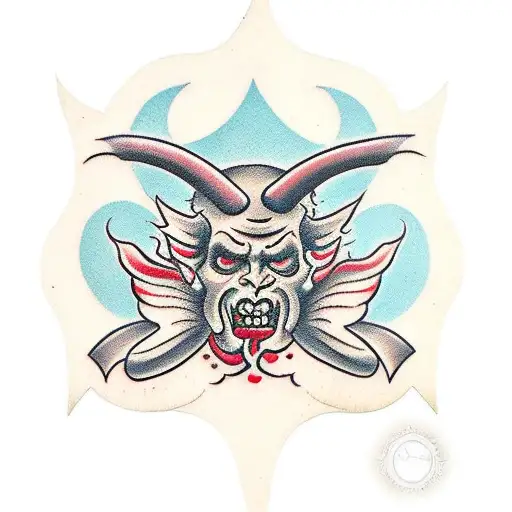 devil and pretty face  tattoo design idea