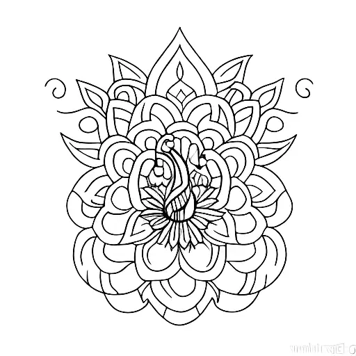 matching tattoo of a House and a flower tattoo design idea