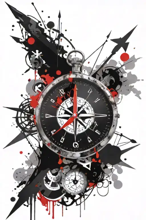 compass arrow anchor watch  tattoo design idea