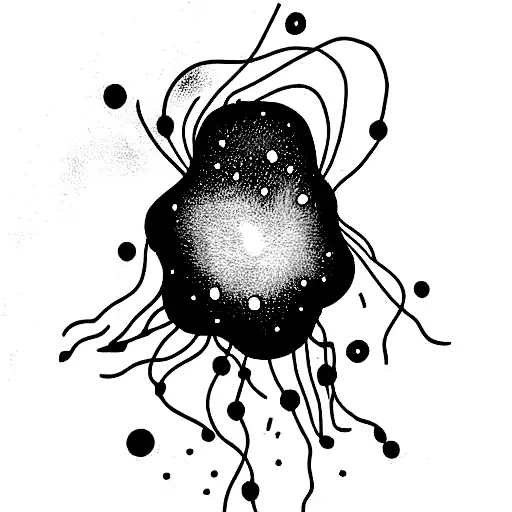 Modern tattoo design artistic mix with jellyfish flowers and galaxy , time, ai,robt tattoo design idea
