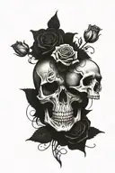 skull inside roses, memorial for lost souls swimming tattoo design idea