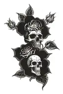 skull inside roses, memorial for lost souls swimming tattoo design idea