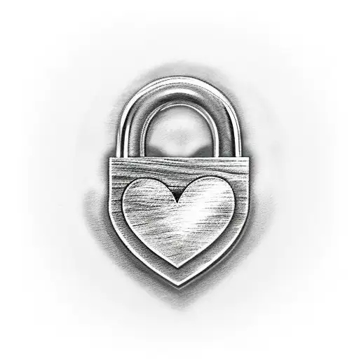 padlock with heart tattoo design idea
