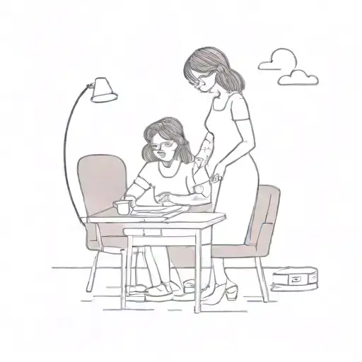 Simple funny two ladies hard work office tattoo design idea