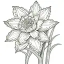 Prickly Cyber Sigilism Narcissus Flower tattoo design idea