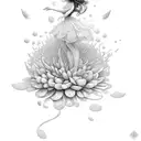 fairy coming out of chrysanthemum flower tattoo design idea