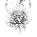 fairy coming out of chrysanthemum flower tattoo design idea