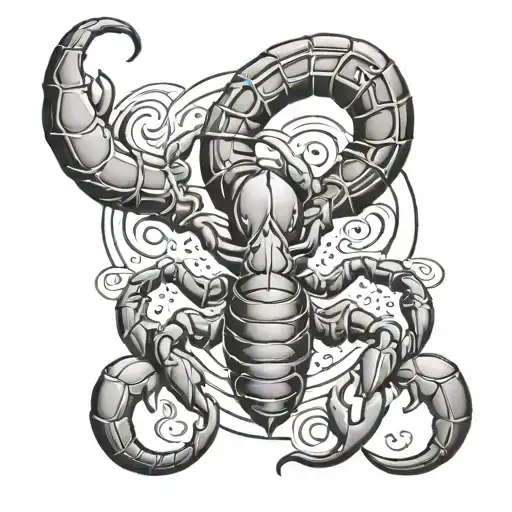 scorpion and hearts  tattoo design idea