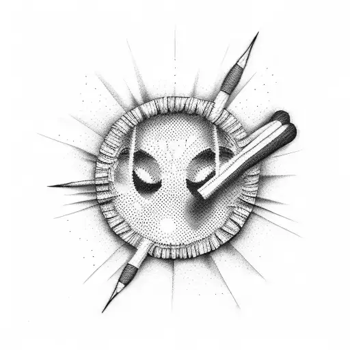 The Creation of Adam whit drum stick tattoo design idea