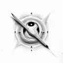 The Creation of Adam whit drum stick tattoo design idea