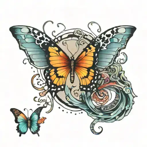 semicolon + butterfly + dragon tattoo design idea