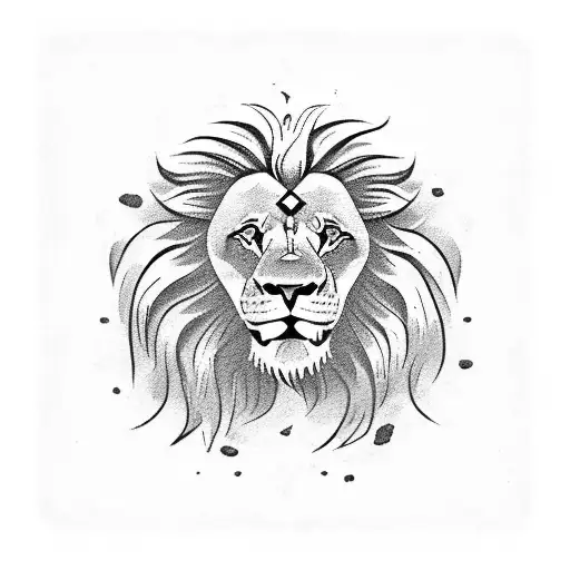 A lion's head emerging from a pile of buried treasure unearthed by a metal detector tattoo design idea