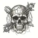 skull with barbed wire tattoo design idea