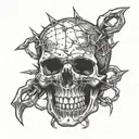 skull with barbed wire tattoo design idea