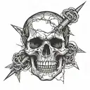 skull with barbed wire tattoo design idea
