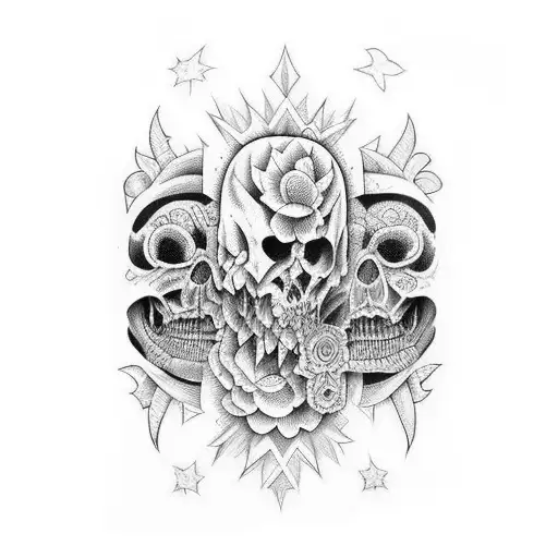 full sleeve many eyes dark and creepy tattoo design idea