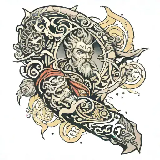 Arm sleeve telling the story of Ragnarok  tattoo design idea