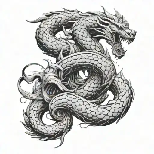 Battle of Thor and Jörmungandr during Ragnarok tattoo design idea
