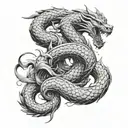 Battle of Thor and Jörmungandr during Ragnarok tattoo design idea