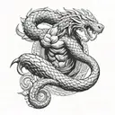 Battle of Thor and Jörmungandr during Ragnarok tattoo design idea