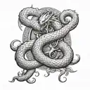Battle of Thor and Jörmungandr during Ragnarok tattoo design idea