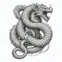 Battle of Thor and Jörmungandr during Ragnarok tattoo design idea