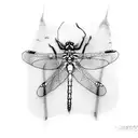 footprints in the sand with dragonflies tattoo design idea