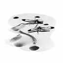 footprints in the sand with dragonflies tattoo design idea