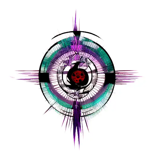 Sasuke's Susano with sharingan in background and the aquarius symbol with itachi's crows tattoo design idea