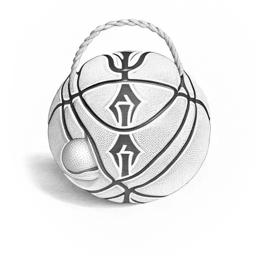 A black-grey tattoo featuring a basketball intertwined with biblical verses, reflecting the client's passion for both sports and scripture tattoo design idea