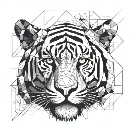 geometric tiger face tattoo design idea