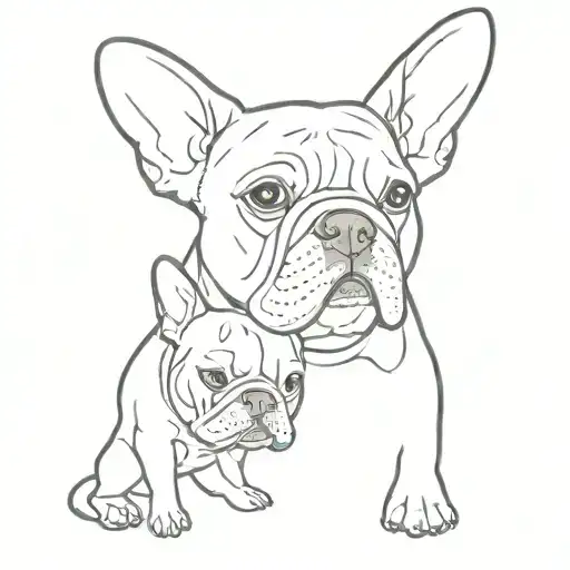  two French bulldogs, one stockier and the other a little larger just the ears    tattoo design idea